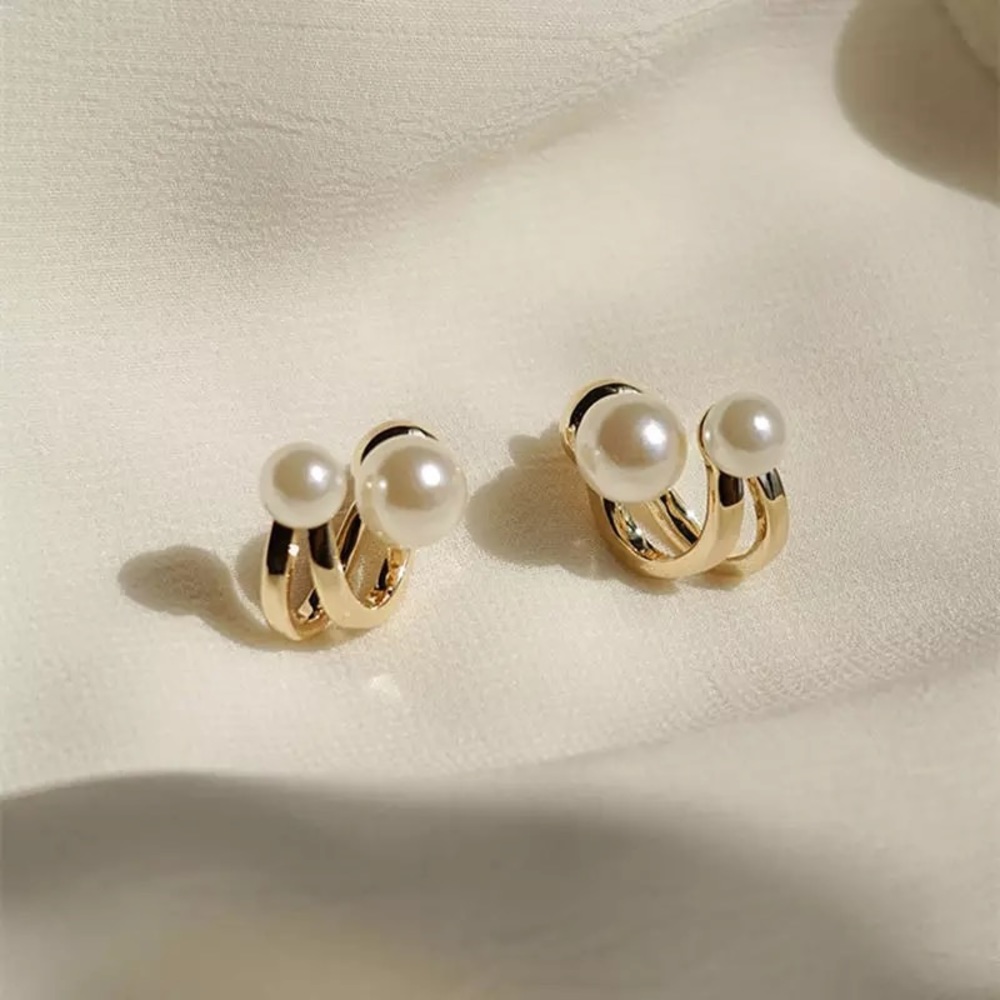 Gold stud earrings 18k gold plated 925 sterling silver with pearl